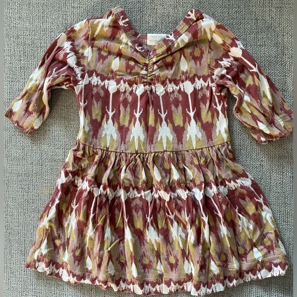KATE QUINN Bamboo Ikat Print Cinched Front Dress Size 0-3‎ months